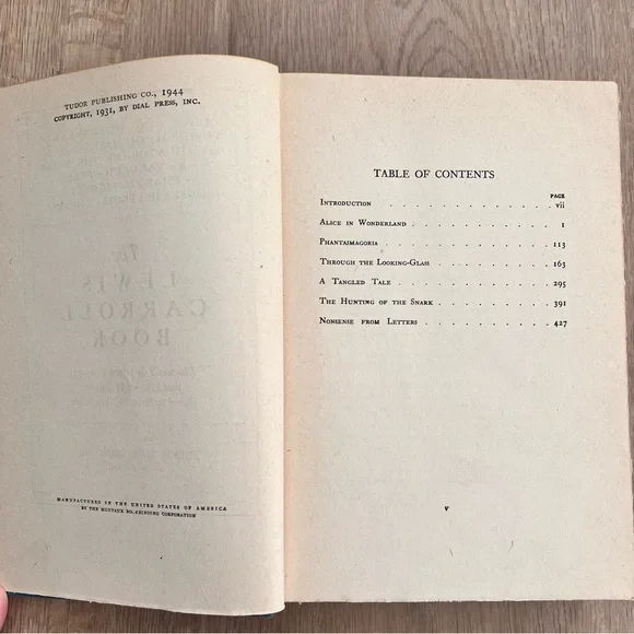 RARE 1944 Vintage Children Book The Lewis Carroll Book Illustrated 6 Stories
